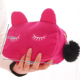 Large Capacity Plush Pencil Bag Office School Supplies Kawaii Stationery Cartoon Pencil Case Cute Cat For Girls Kids Children